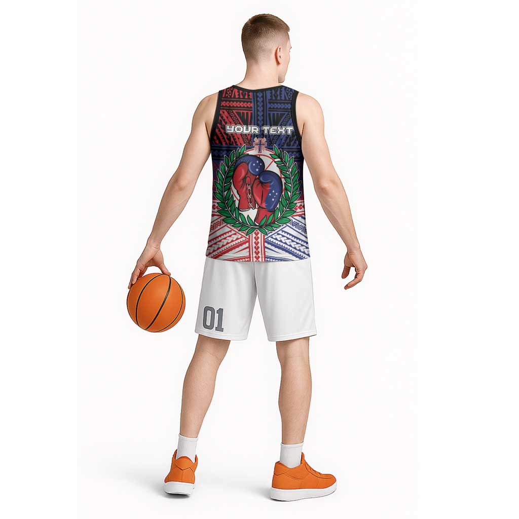 Personalised Samoa Boxing Basketball Jersey Samoan Boxer Funny Style DT05 - Polynesian Pride