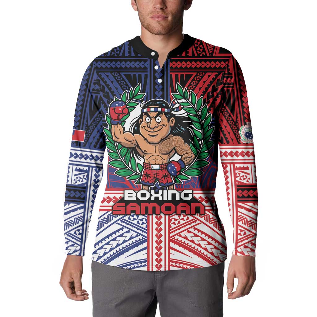 Personalised Samoa Boxing Button Sweatshirt Samoan Boxer Funny Style DT05 - Polynesian Pride