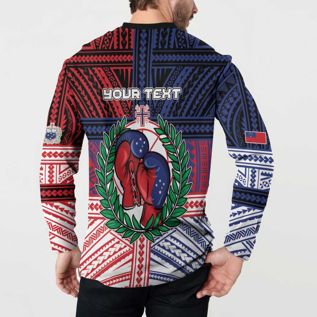 Personalised Samoa Boxing Button Sweatshirt Samoan Boxer Funny Style DT05 - Polynesian Pride