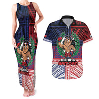 Personalised Samoa Boxing Couples Matching Tank Maxi Dress and Hawaiian Shirt Samoan Boxer Funny Style DT05 Red - Polynesian Pride