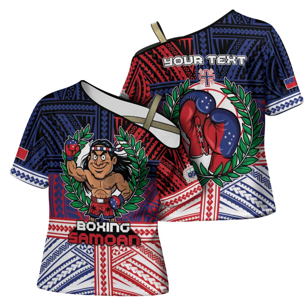 Personalised Samoa Boxing Cross Shoulder Shirt Samoan Boxer Funny Style - Polynesian Pride