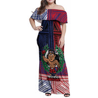 Personalised Samoa Boxing Family Matching Off Shoulder Maxi Dress and Hawaiian Shirt Samoan Boxer Funny Style - Polynesian Pride