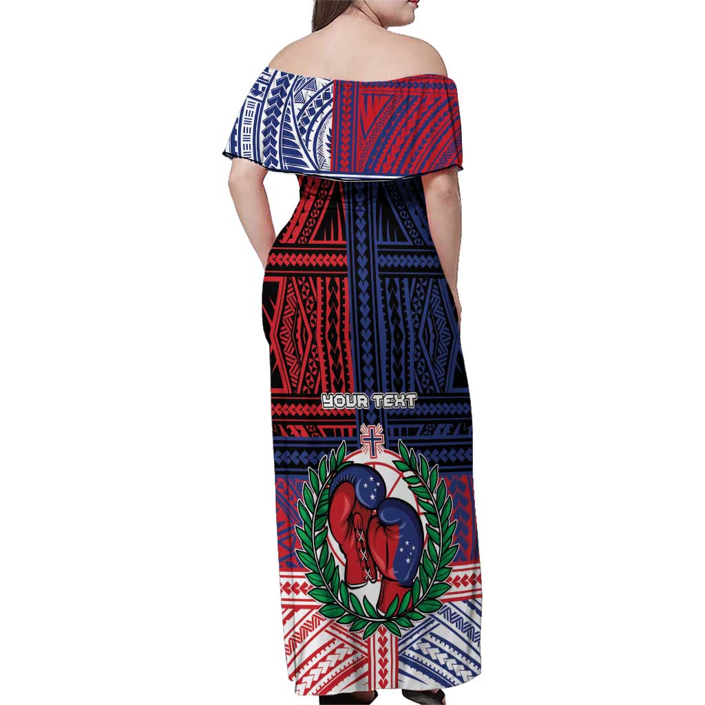 Personalised Samoa Boxing Family Matching Off Shoulder Maxi Dress and Hawaiian Shirt Samoan Boxer Funny Style - Polynesian Pride