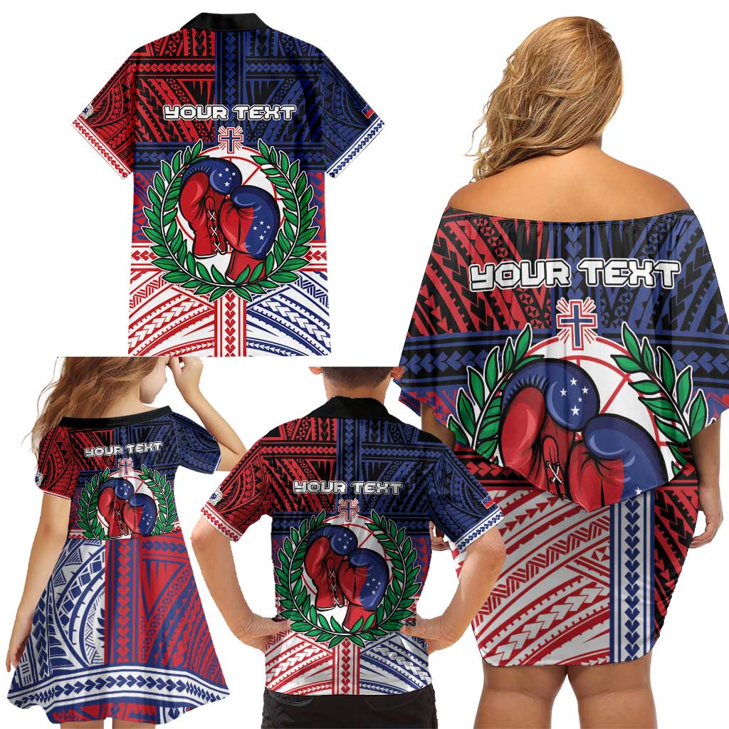Personalised Samoa Boxing Family Matching Off Shoulder Short Dress and Hawaiian Shirt Samoan Boxer Funny Style - Polynesian Pride