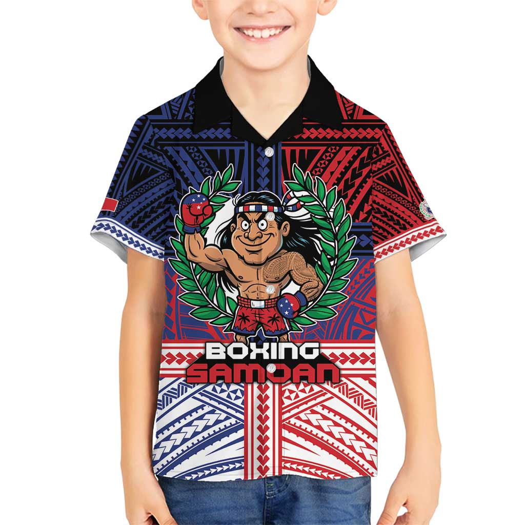 Personalised Samoa Boxing Family Matching Puletasi and Hawaiian Shirt Samoan Boxer Funny Style DT05 Son's Shirt Red - Polynesian Pride