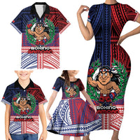 Personalised Samoa Boxing Family Matching Short Sleeve Bodycon Dress and Hawaiian Shirt Samoan Boxer Funny Style - Polynesian Pride