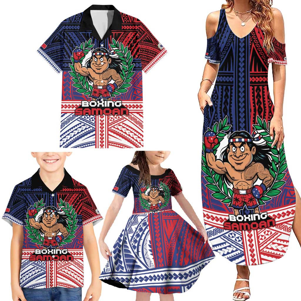Personalised Samoa Boxing Family Matching Summer Maxi Dress and Hawaiian Shirt Samoan Boxer Funny Style - Polynesian Pride