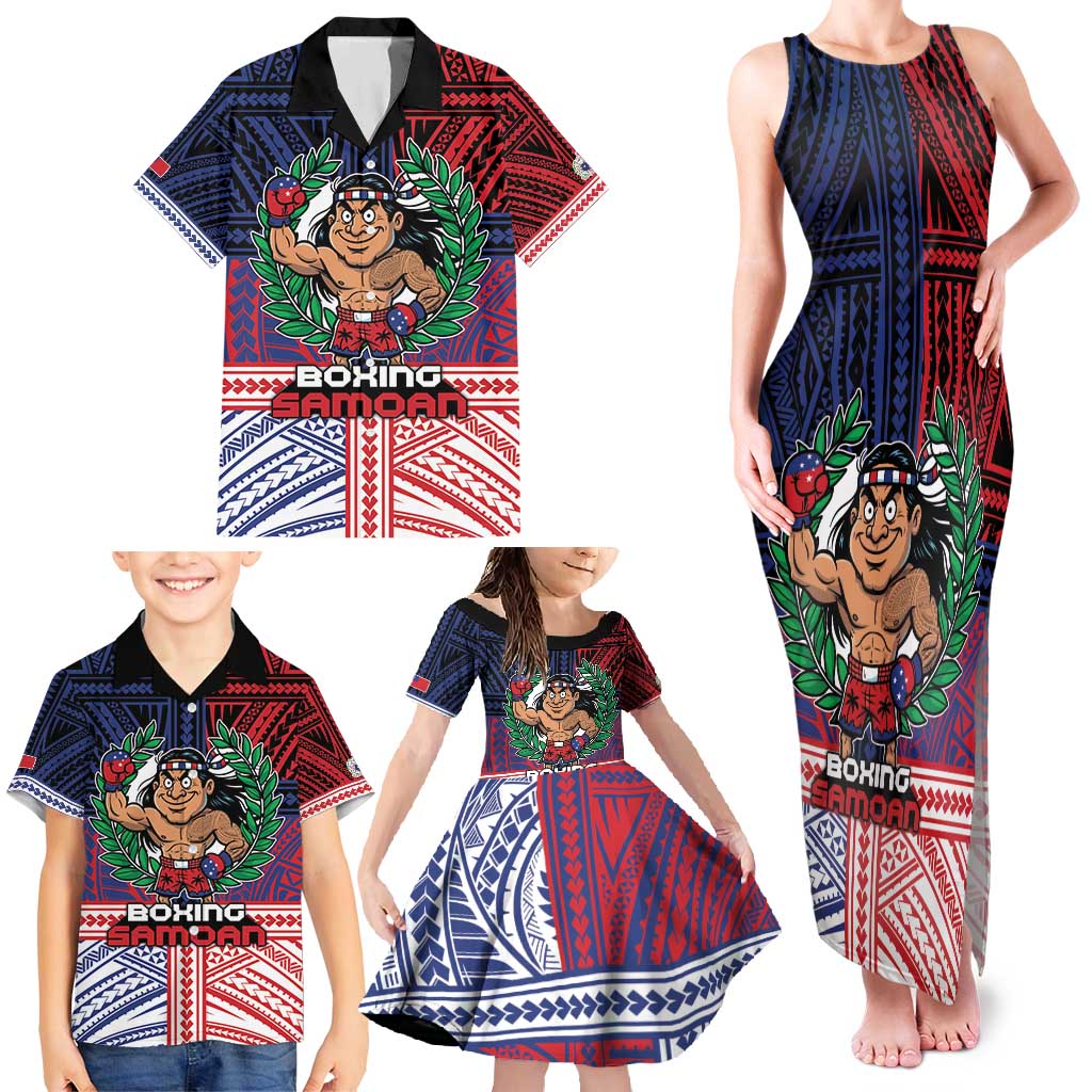 Personalised Samoa Boxing Family Matching Tank Maxi Dress and Hawaiian Shirt Samoan Boxer Funny Style - Polynesian Pride