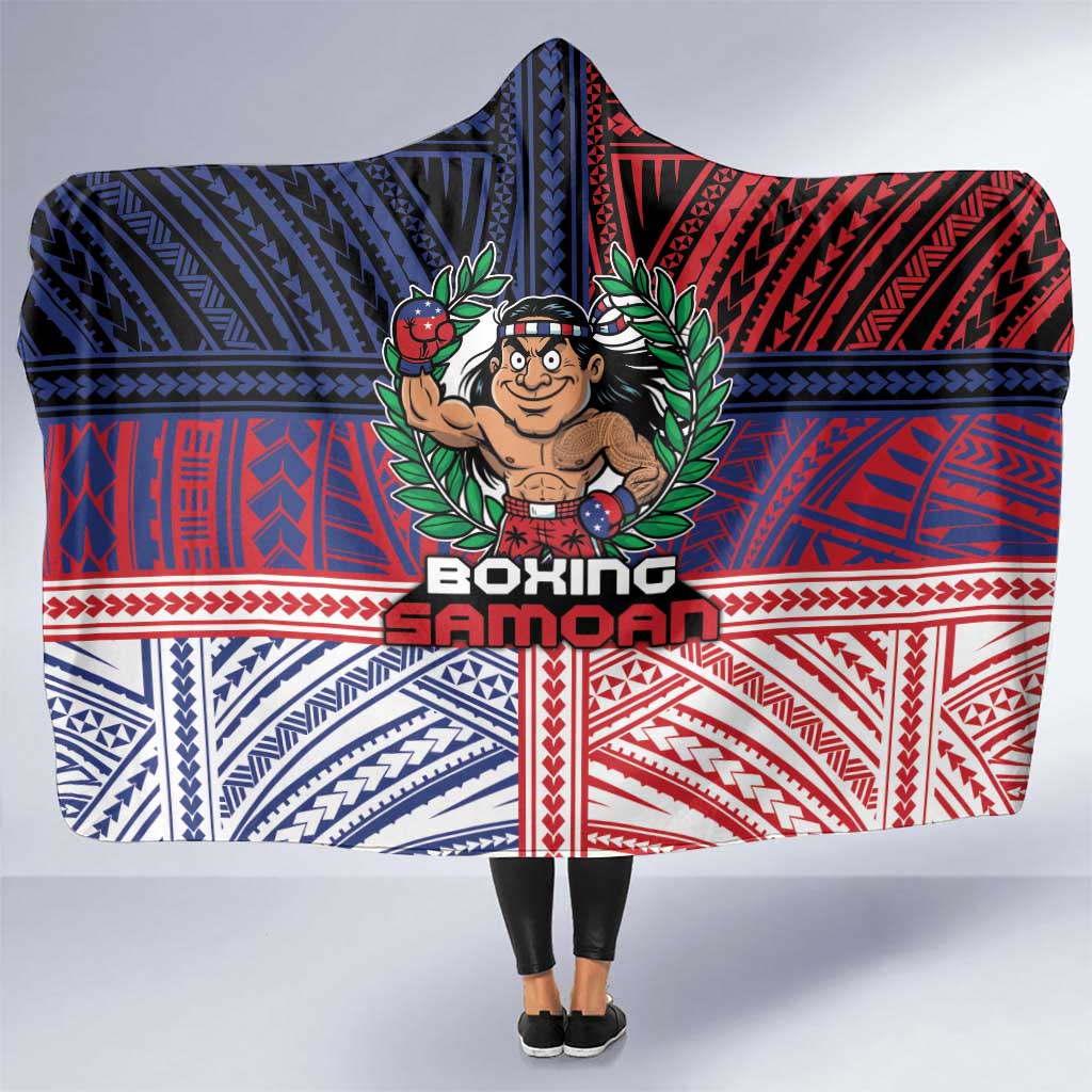 Samoa Boxing Hooded Blanket Samoan Boxer Funny Style DT05 One Size Red - Polynesian Pride