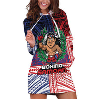 Personalised Samoa Boxing Hoodie Dress Samoan Boxer Funny Style DT05 Red - Polynesian Pride