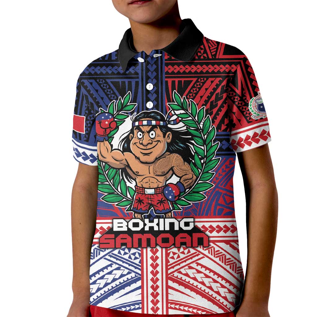Personalised Samoa Boxing Kid Polo Shirt Samoan Boxer Funny Style DT05 Kid Red - Polynesian Pride