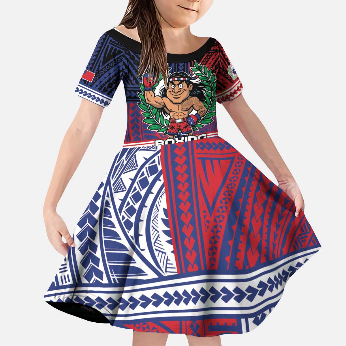 Personalised Samoa Boxing Kid Short Sleeve Dress Samoan Boxer Funny Style DT05 KID Red - Polynesian Pride