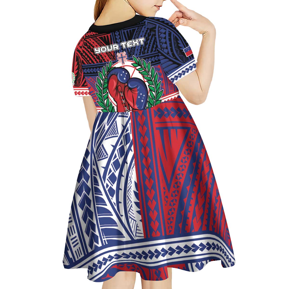 Personalised Samoa Boxing Kid Short Sleeve Dress Samoan Boxer Funny Style DT05 - Polynesian Pride
