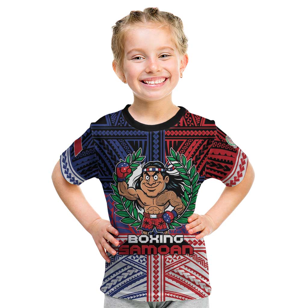 Personalised Samoa Boxing Kid T Shirt Samoan Boxer Funny Style DT05 Red - Polynesian Pride