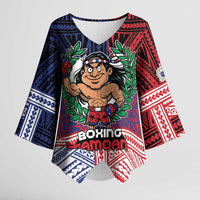 Personalised Samoa Boxing Kimono Sleeve Blouse Samoan Boxer Funny Style DT05 Female Red - Polynesian Pride