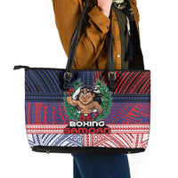 Samoa Boxing Leather Tote Bag Samoan Boxer Funny Style - Polynesian Pride