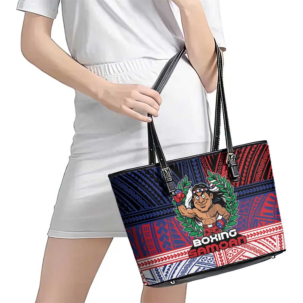 Samoa Boxing Leather Tote Bag Samoan Boxer Funny Style - Polynesian Pride