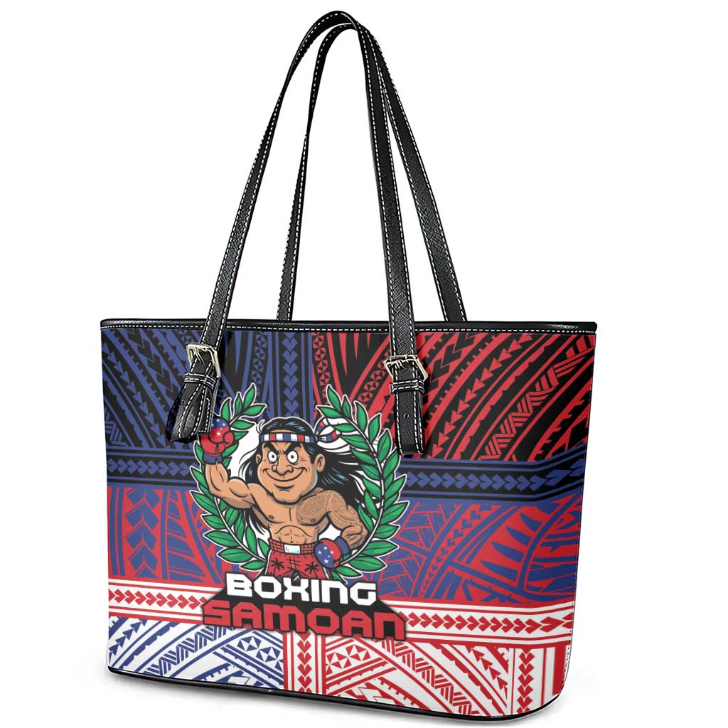 Samoa Boxing Leather Tote Bag Samoan Boxer Funny Style - Polynesian Pride