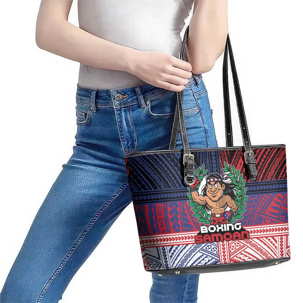Samoa Boxing Leather Tote Bag Samoan Boxer Funny Style - Polynesian Pride