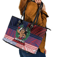 Samoa Boxing Leather Tote Bag Samoan Boxer Funny Style - Polynesian Pride