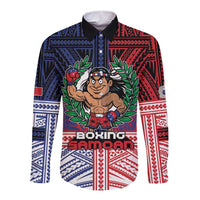 Personalised Samoa Boxing Long Sleeve Button Shirt Samoan Boxer Funny Style DT05 Unisex Red - Polynesian Pride