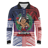 Personalised Samoa Boxing Long Sleeve Polo Shirt Samoan Boxer Funny Style DT05 Red - Polynesian Pride
