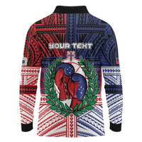 Personalised Samoa Boxing Long Sleeve Polo Shirt Samoan Boxer Funny Style DT05 - Polynesian Pride