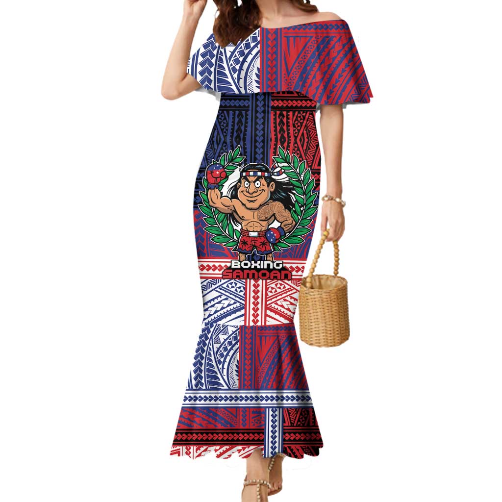 Personalised Samoa Boxing Mermaid Dress Samoan Boxer Funny Style DT05 Women Red - Polynesian Pride