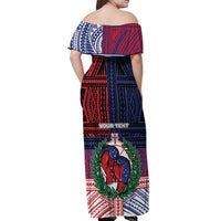 Personalised Samoa Boxing Off Shoulder Maxi Dress Samoan Boxer Funny Style DT05 - Polynesian Pride