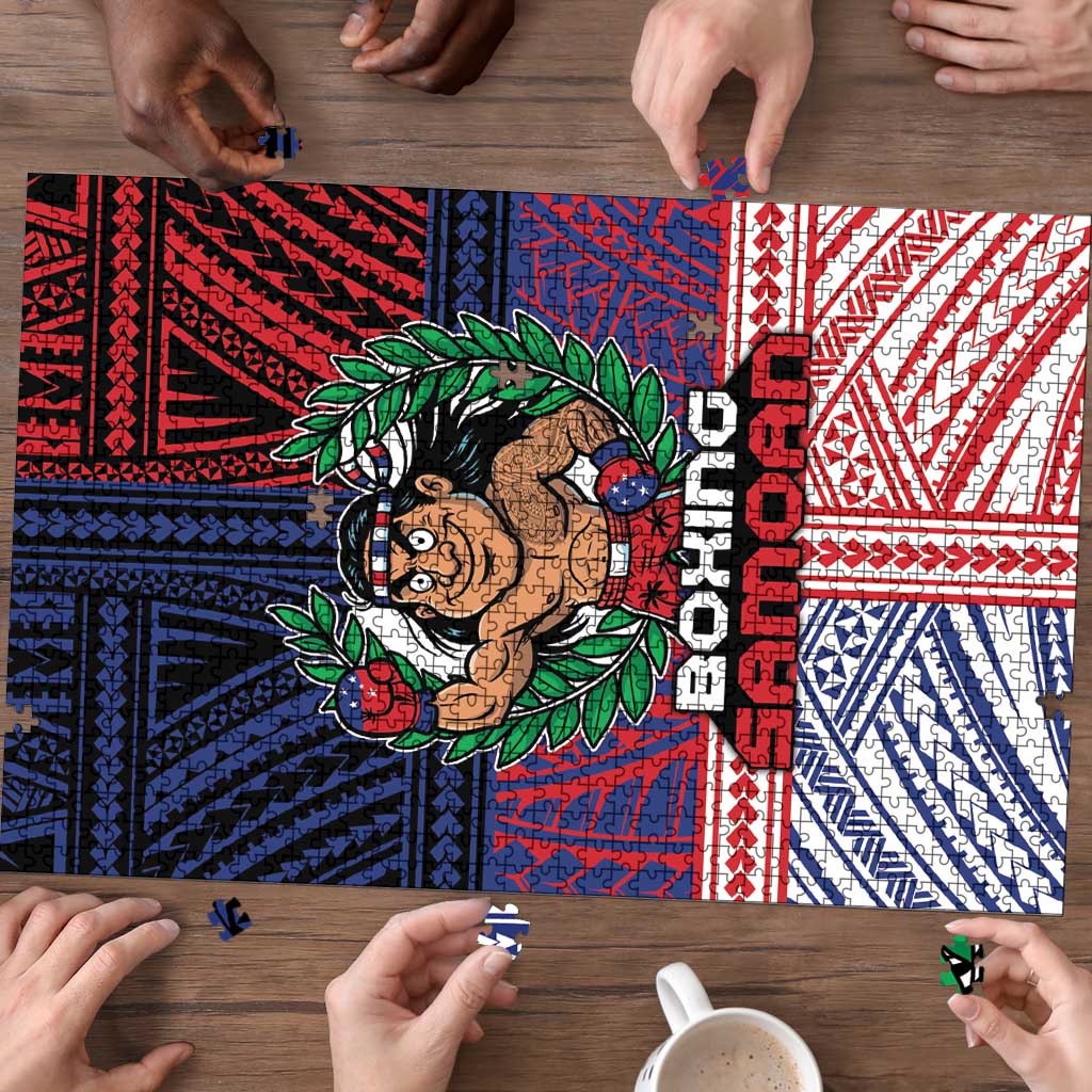 Samoa Boxing Puzzle Samoan Boxer Funny Style DT05 - Polynesian Pride