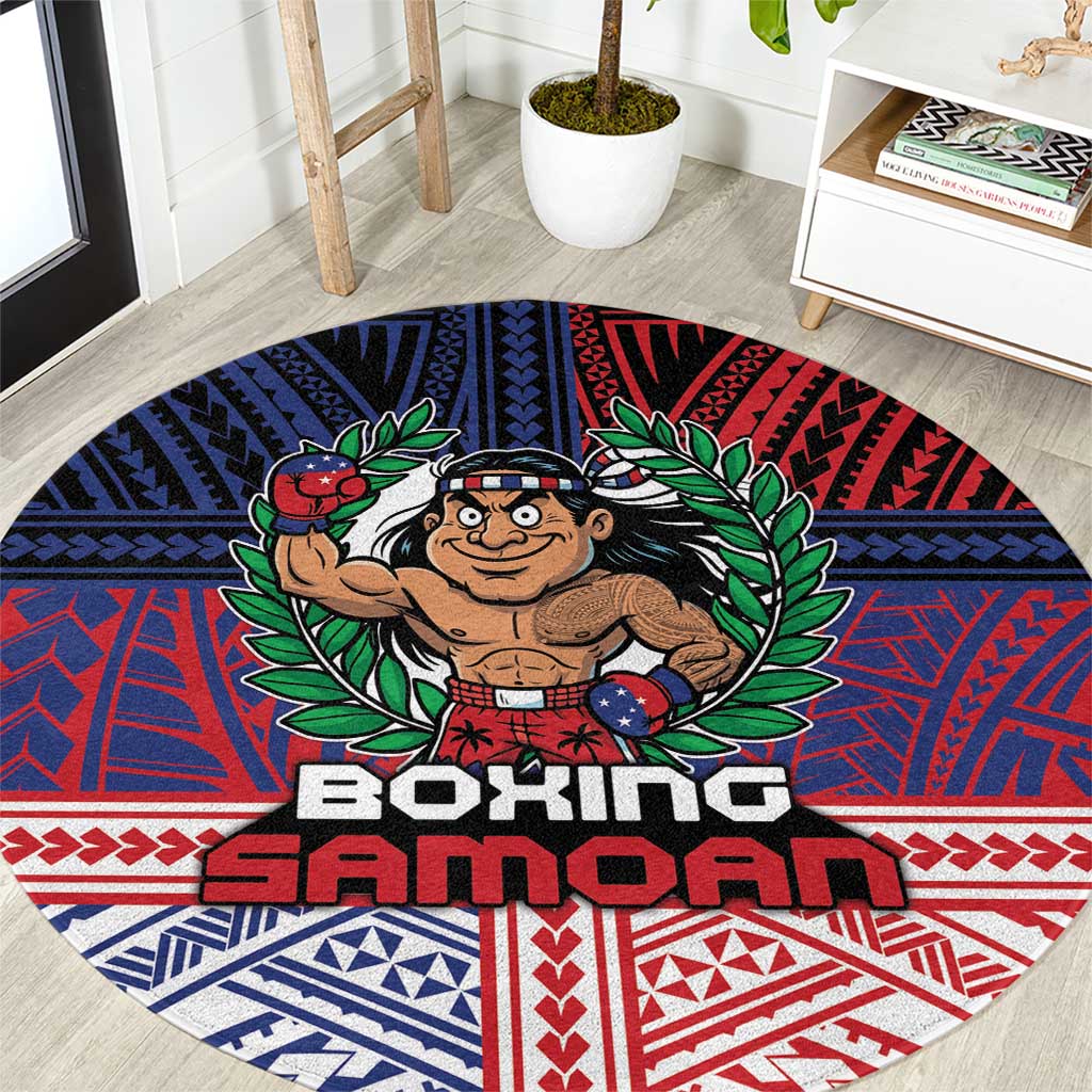 Samoa Boxing Round Carpet Samoan Boxer Funny Style - Polynesian Pride