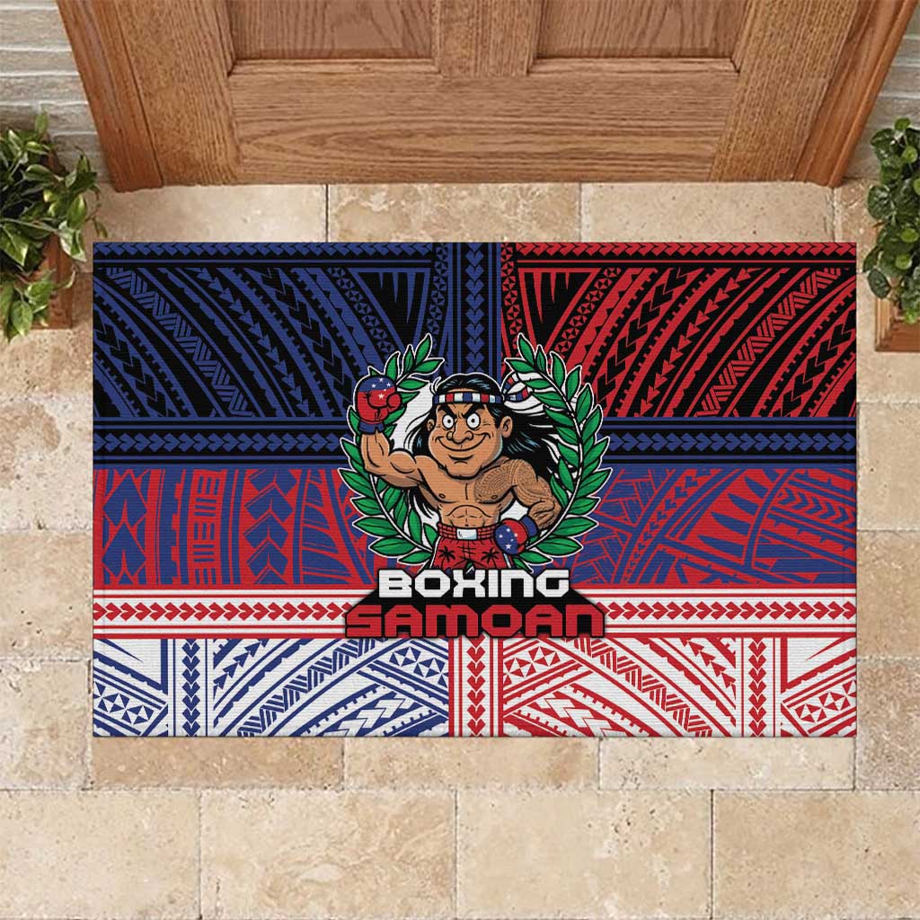 Samoa Boxing Rubber Doormat Samoan Boxer Funny Style DT05 Red - Polynesian Pride