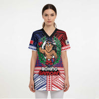 Personalised Samoa Boxing Scrub Top Samoan Boxer Funny Style DT05 - Polynesian Pride