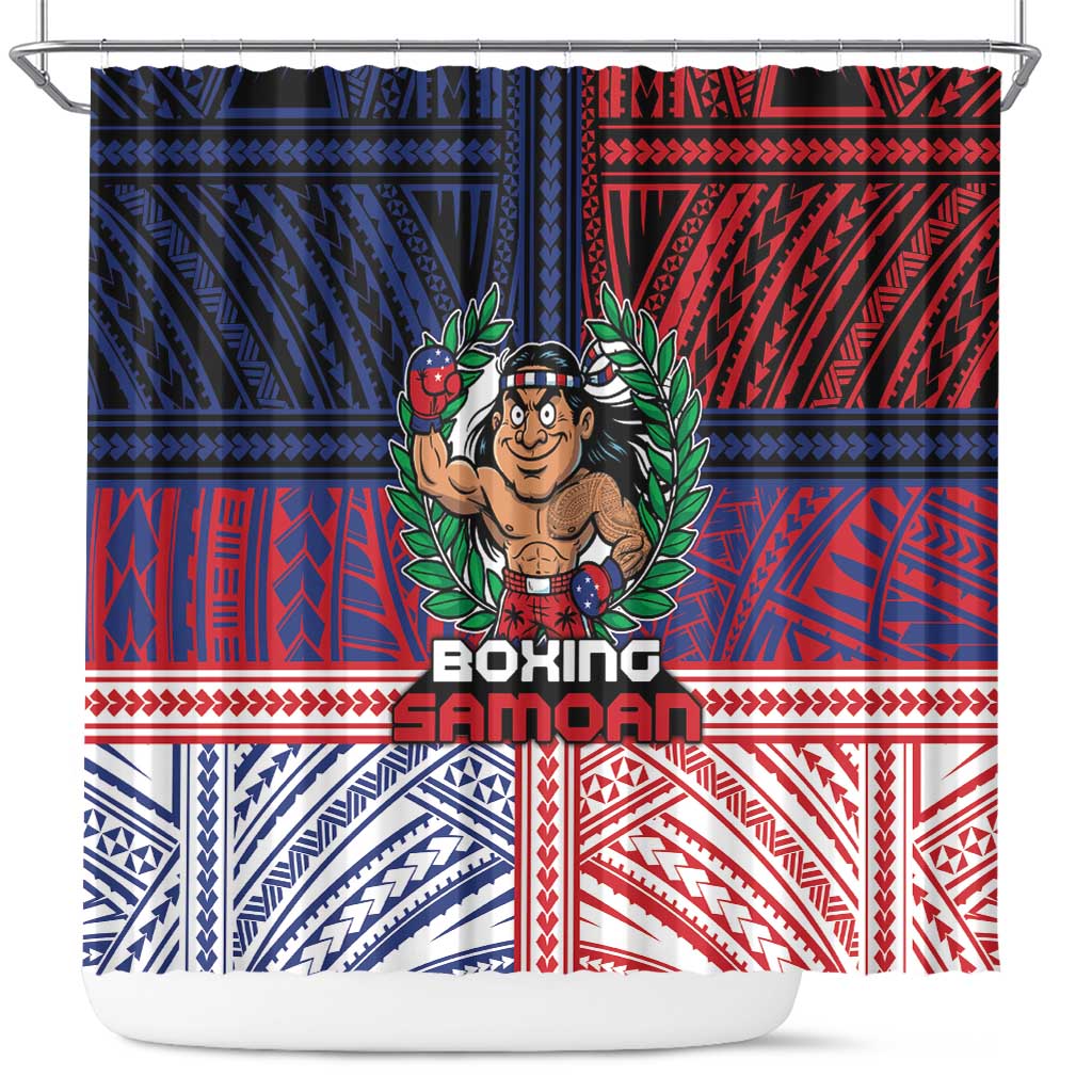 Samoa Boxing Shower Curtain Samoan Boxer Funny Style - Polynesian Pride