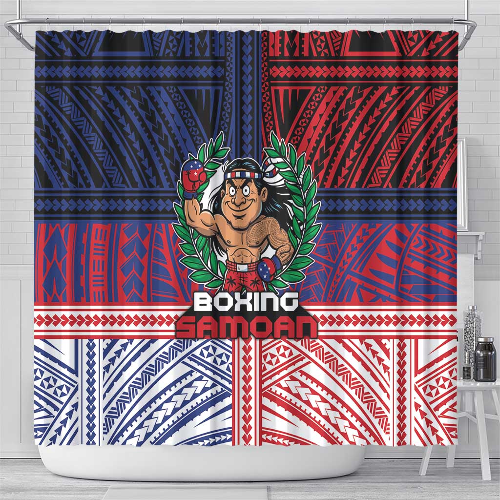 Samoa Boxing Shower Curtain Samoan Boxer Funny Style - Polynesian Pride