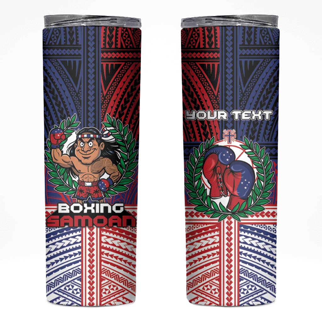 Personalised Samoa Boxing Skinny Tumbler Samoan Boxer Funny Style DT05 Red - Polynesian Pride