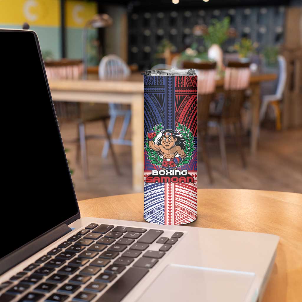 Personalised Samoa Boxing Skinny Tumbler Samoan Boxer Funny Style DT05 - Polynesian Pride