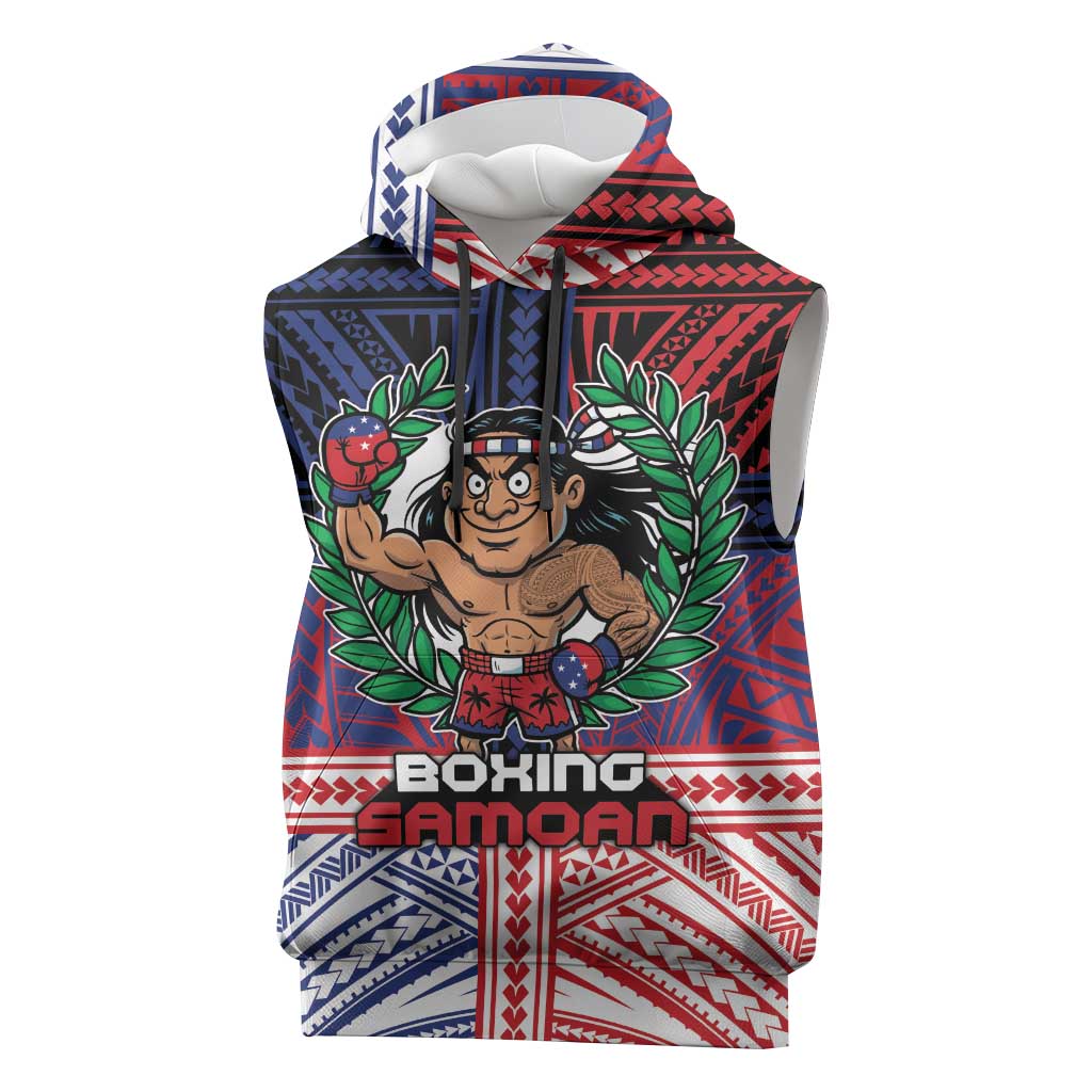 Personalised Samoa Boxing Sleeveless Hoodie Samoan Boxer Funny Style DT05 Red - Polynesian Pride