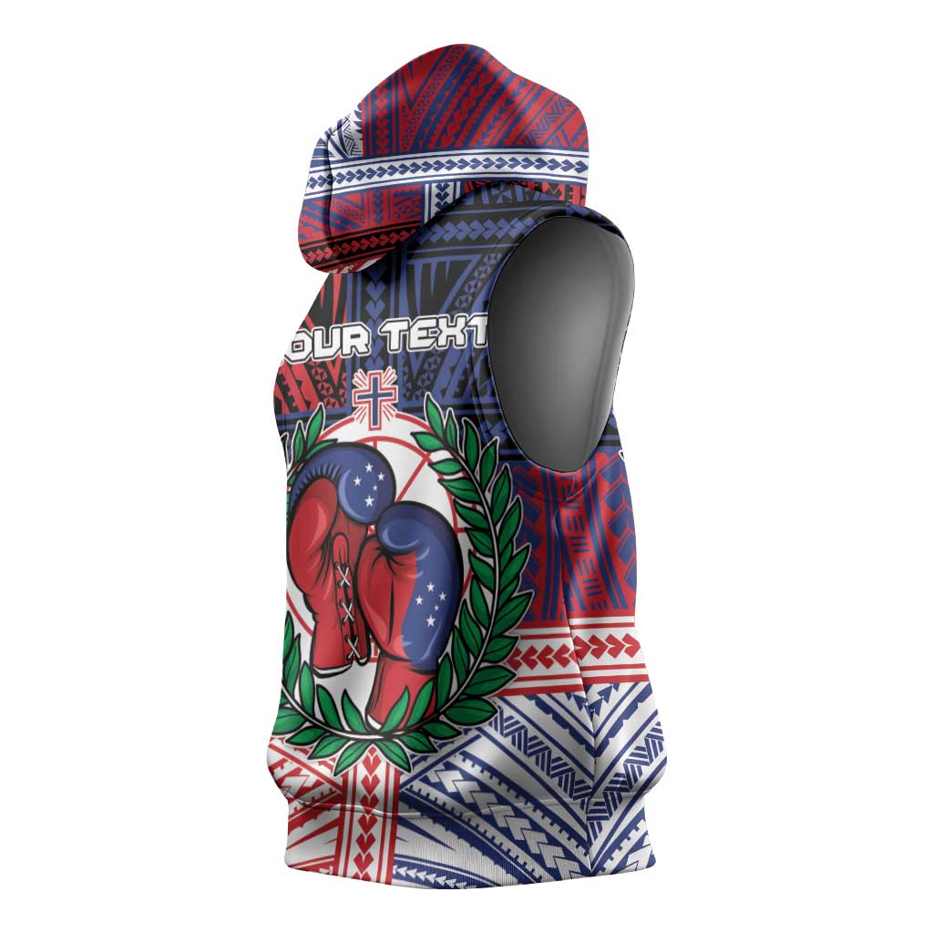 Personalised Samoa Boxing Sleeveless Hoodie Samoan Boxer Funny Style DT05 - Polynesian Pride