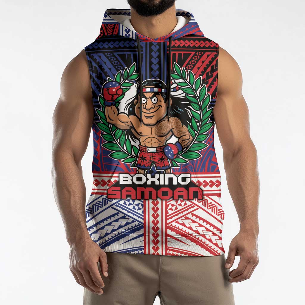 Personalised Samoa Boxing Sleeveless Hoodie Samoan Boxer Funny Style DT05 - Polynesian Pride