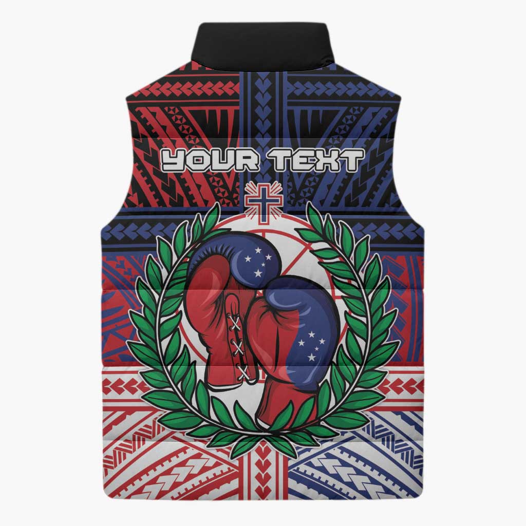 Personalised Samoa Boxing Sleeveless Puffer Jacket Samoan Boxer Funny Style DT05 - Polynesian Pride