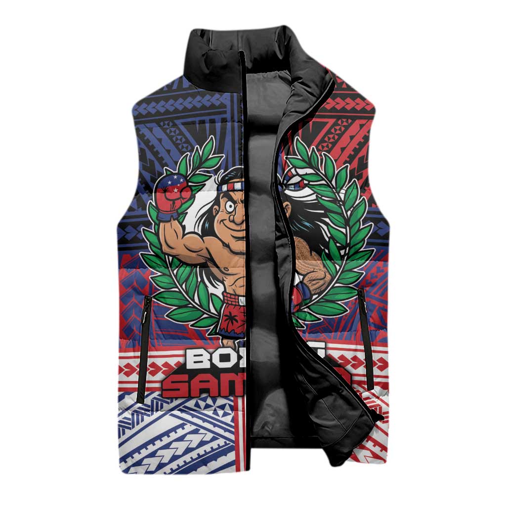 Personalised Samoa Boxing Sleeveless Puffer Jacket Samoan Boxer Funny Style DT05 - Polynesian Pride