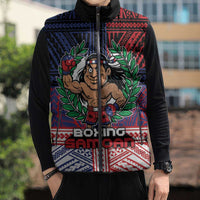 Personalised Samoa Boxing Sleeveless Puffer Jacket Samoan Boxer Funny Style DT05 - Polynesian Pride