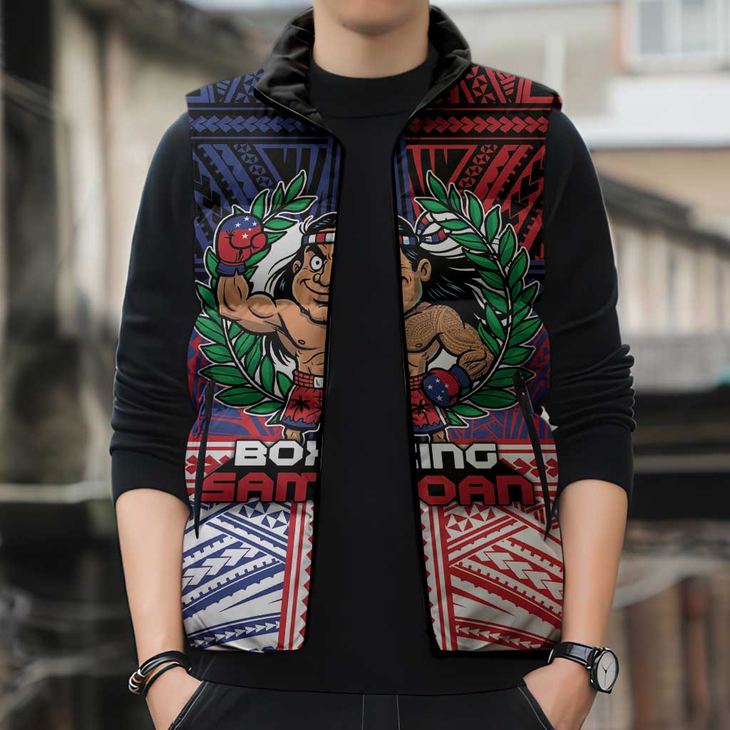 Personalised Samoa Boxing Sleeveless Puffer Jacket Samoan Boxer Funny Style DT05 - Polynesian Pride