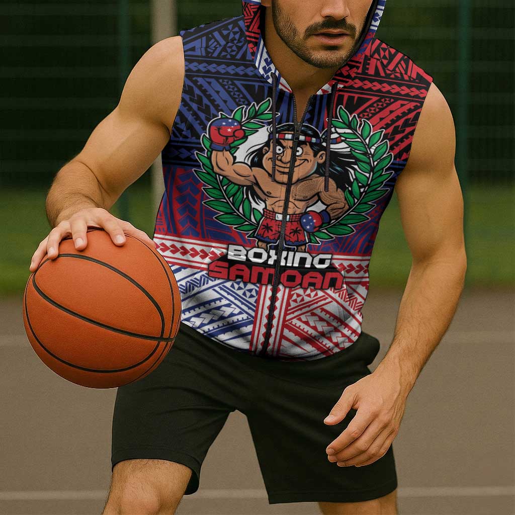 Personalised Samoa Boxing Sleeveless Zip Hoodie Samoan Boxer Funny Style DT05 - Polynesian Pride
