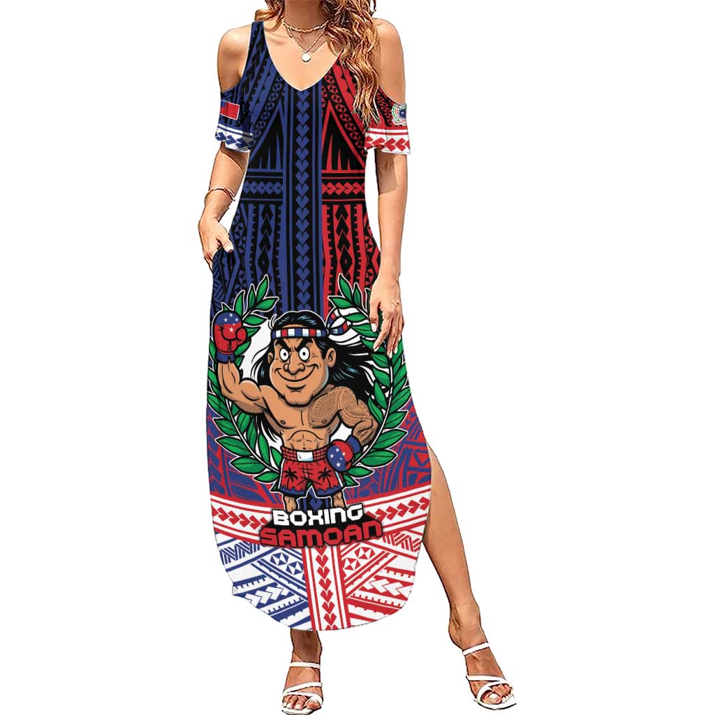 Personalised Samoa Boxing Summer Maxi Dress Samoan Boxer Funny Style - Polynesian Pride