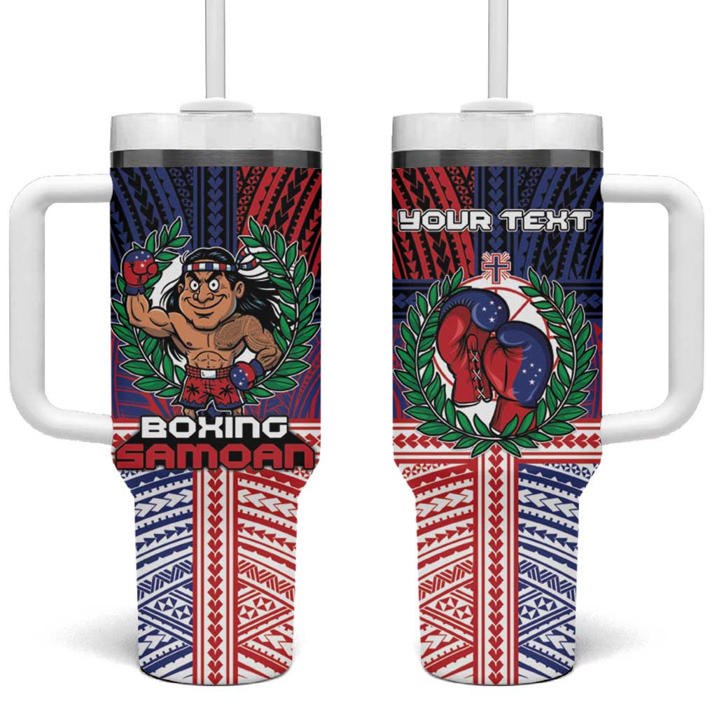 Personalised Samoa Boxing Tumbler With Handle Samoan Boxer Funny Style - Polynesian Pride