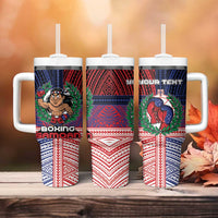 Personalised Samoa Boxing Tumbler With Handle Samoan Boxer Funny Style - Polynesian Pride