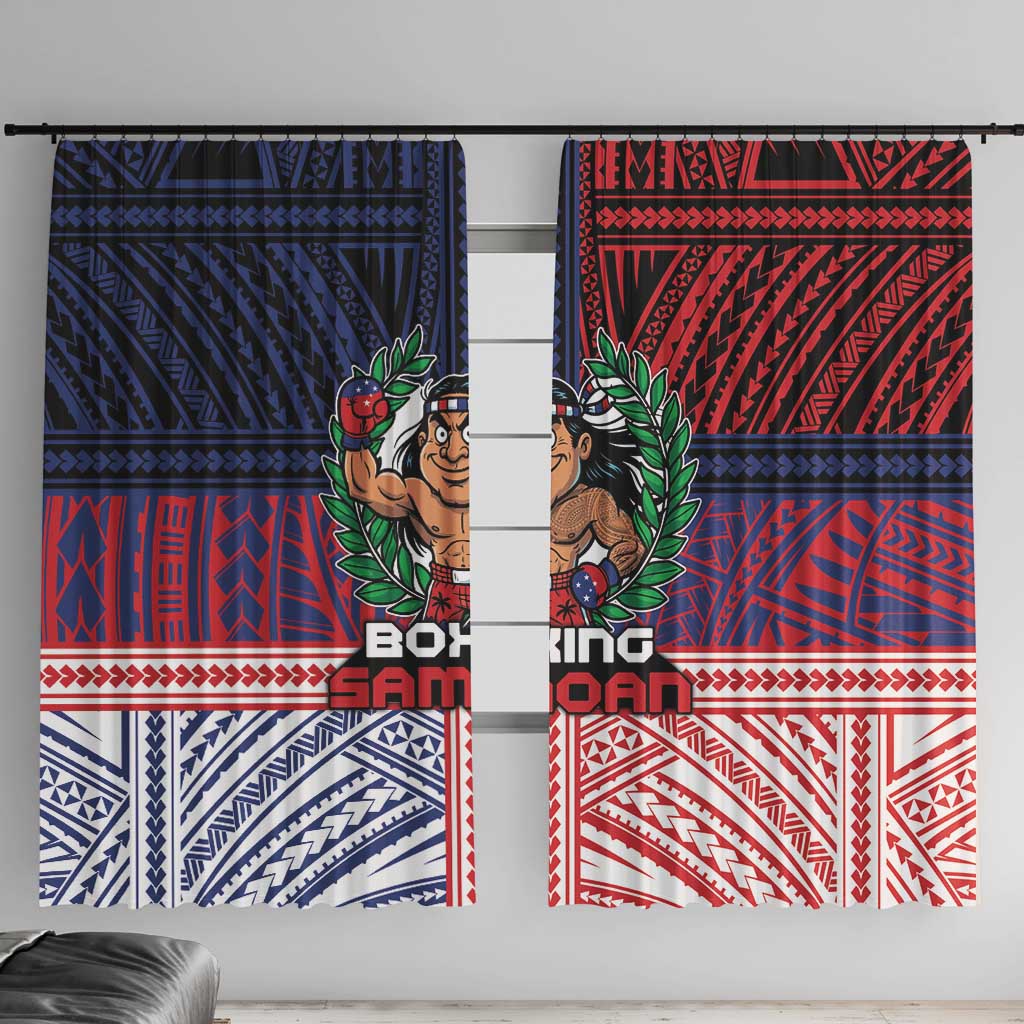 Samoa Boxing Window Curtain Samoan Boxer Funny Style - Polynesian Pride
