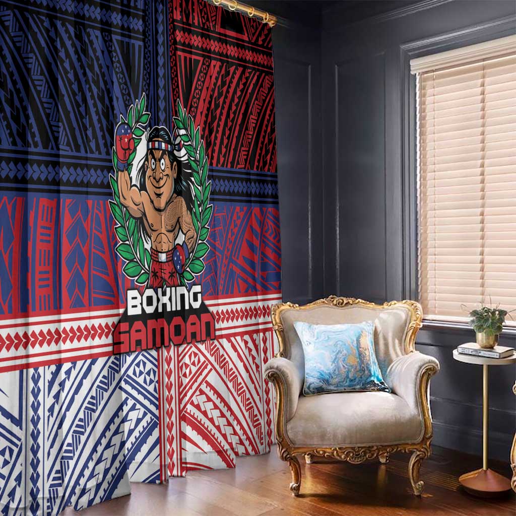 Samoa Boxing Window Curtain Samoan Boxer Funny Style - Polynesian Pride